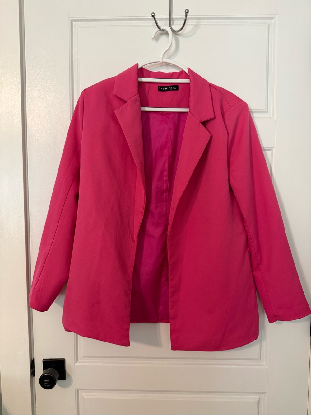 SHEIN Hot Pink Open-Front Blazer